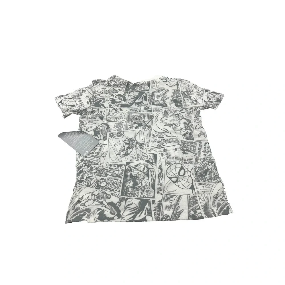 Disney Store Marvel Spiderman Boys Gray & White T-Shirt XS (4) New‎